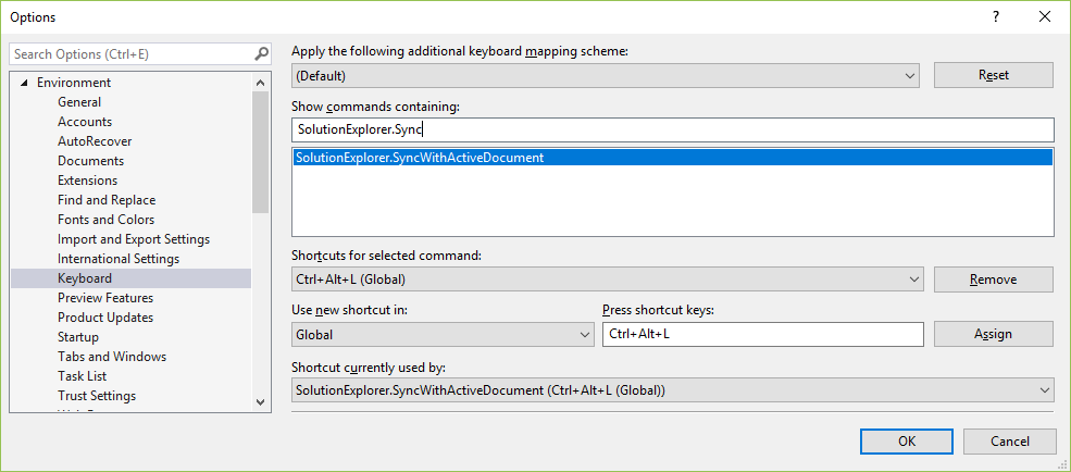 visual studio hotkeys not working